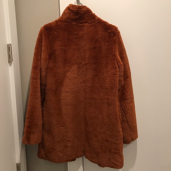 Calvin Klein Stand Collar Faux Fur Coat - Picture 4 of 8